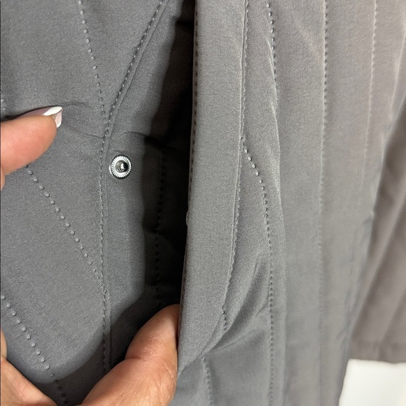 Bench | Grey Hooded Midi length Jacket yellow trim - quilted stitching - Medium - Picture 3 of 8